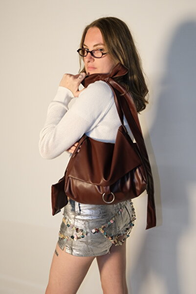 Lems Sylvia Yumuşak Vegan Deri Çapraz Omuz ve Kol Çantası Bordo Kırmızı