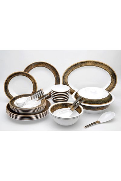 CLIKON Homeway 33-Piece Melamine Dinner Set – Lightweight, Break-Resistant & Dishwasher Safe