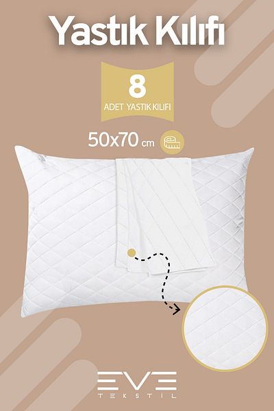 Eve Tekstil 8 τμχ Diamon Quilting Αντιβακτηριδιακό Πλενόμενο Μαξιλαροθήκη Ξενοδοχείου Luxury 50x70cm