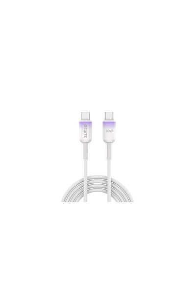 iOsuite كابل شفاف متدرج من مادة PVC (USB-C) إلى (USB-C) - 60 واط - 1.2 متر - بنفسجي - DC23A
