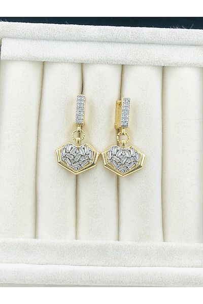 DS DİAMONDSHOP Earrings Heart Model Zircon Stone New Season Bykp- 202504585