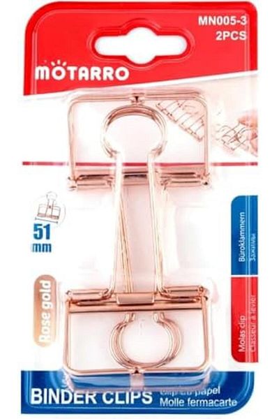 MOTARRO MN005-3 مشابك ملفات، عبوة من قطعتين، فضية