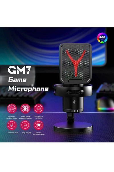 Yanmai USB Microphone with Pop Filter, PC Microphone with Tripod Stand,Adjustable RGB Modes