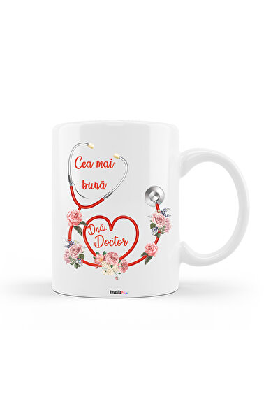 OEM Cană personalizată albă „Best Mrs. Doctor”, INOVATIX®. 330 ml