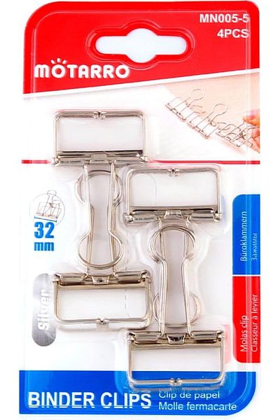 MOTARRO MN005-5 مشابك ملفات، عبوة من قطعتين، فضية
