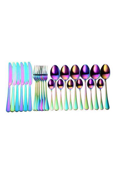 COOYA 24-Piece Stainless Steel Cutlery Set, With Modern Handle Design, for 6 People Use, Multicolour