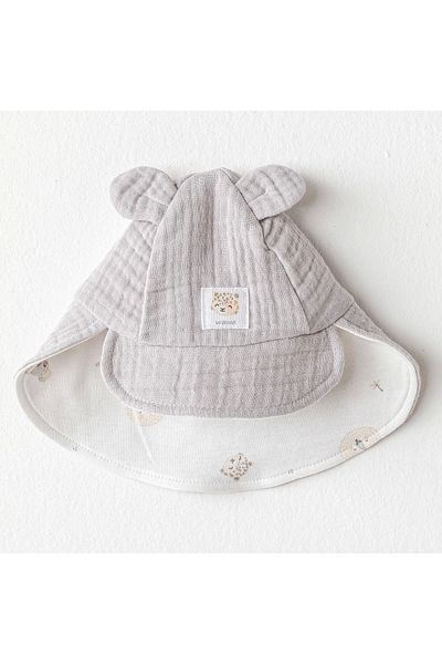 andywawa Ac25843 Happy Animals Muslin Baby Hat Gray
