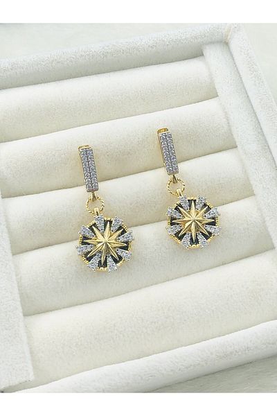 DS DİAMONDSHOP Earrings Star Model Zircon Stone New Season Bykp- 202504578