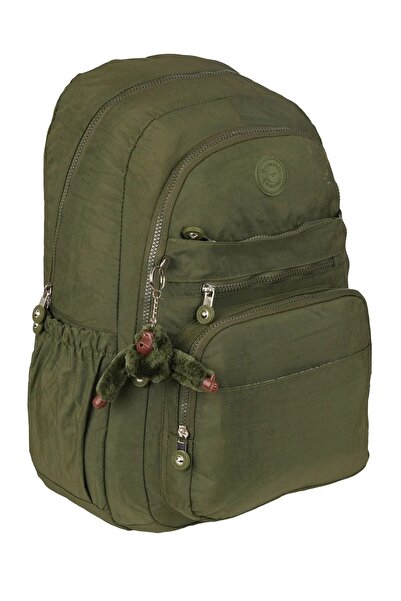 Relaxion Σχολική τσάντα χακί - Σακίδιο πλάτης με πολλές θήκες και θήκη για φο...