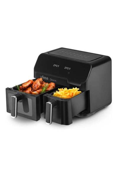 Ufesa Oil-less Air Fryer with 2 Buckets, 9L (5,5L + 3,5L), 8 Programmes