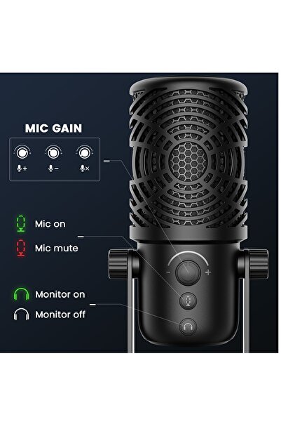 Oneodio ميكروفون مكثف FM1 USB احترافي لتسجيل وبث الدي جي في الاستوديو