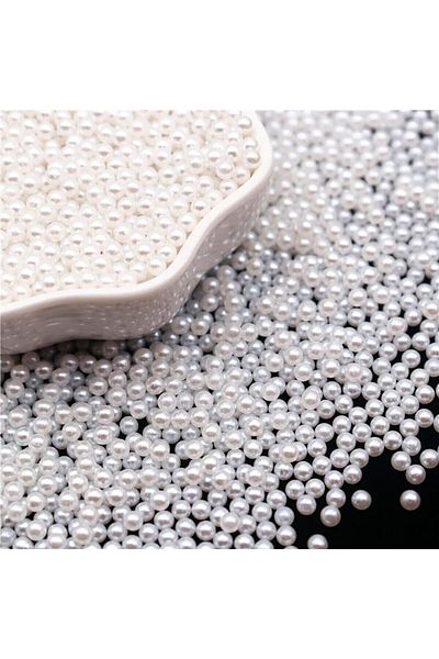 PASAMİA 10 mm White Color Fastening Pearl Without Holes (45-50 Ad) 25 Gr