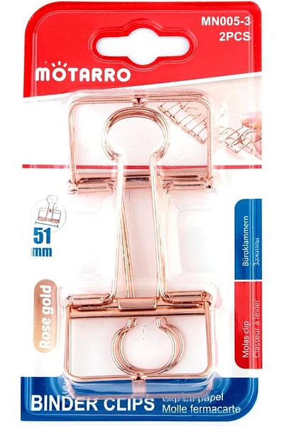 MOTARRO MN005-3 مشابك ملفات، عبوة من قطعتين، فضية
