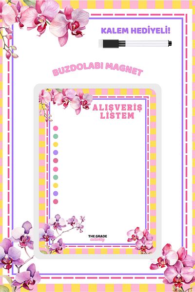 The Grade Summer-Sil Notepad.Shopping List.Fridge Notepad.Magnetic Refrigerator Notepad.Magnet Notepad.21X15Cm