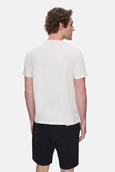 UCLA Ανδρικό μπλουζάκι FABIO Bone Color Crew με στάμπα Standard Fit