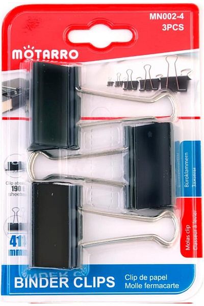 MOTARRO MN002-4 Binder Clips 2-Pack, 41 mm Size, Black