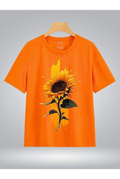 GLOWES Унисекс детска тениска с оранжев щампа отпред