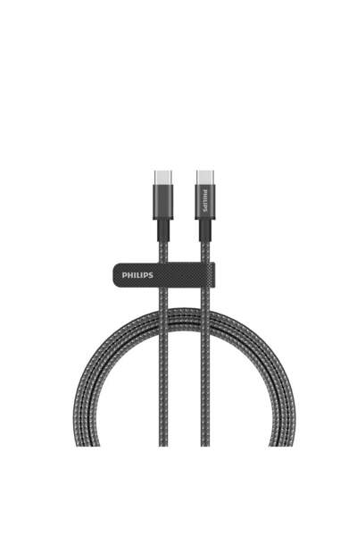 Philips DLC5060C/00 60W USB-C to USB-C Şarj Kablosu 2m - Siyah