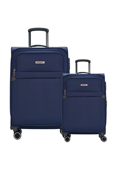 Pierre Cardin 2'li Valiz Seti Büyük Ve Kabin Boy Lüx Kumaş Valiz Lacivert 04p...