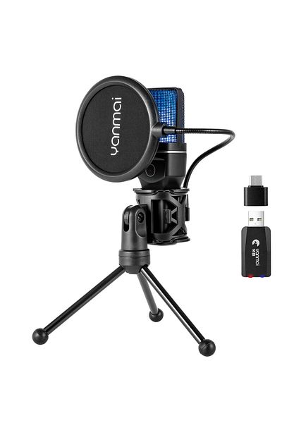 Yanmai 2.4G USB/Wireless Computer Gaming Microphone with Pop Filter, Desktop PC Microphone