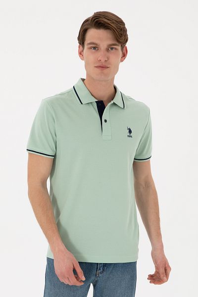 U.S. Polo Assn. Tricou de bază pentru bărbați, slim fit, cu gât polo, verde apă 50305980-VR048