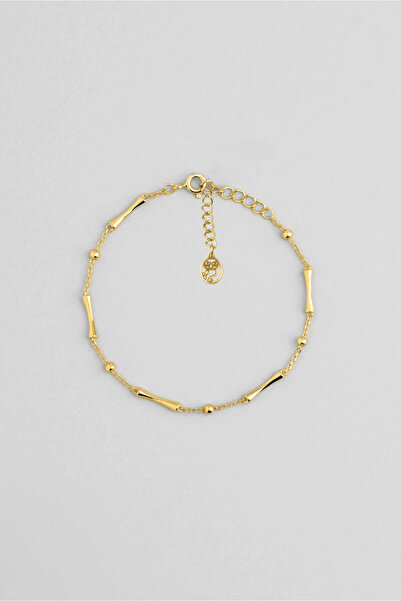 So CHIC... Minimal Tasarım 18 Ayar Sarı Altın Kaplama 19 Cm Gümüş Minimal Bileklik