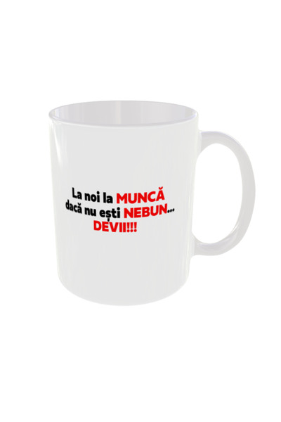 OEM Cana albă personalizată „La serviciu”, INOVATIX®. 330 ml