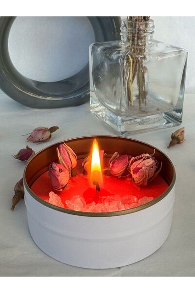 Nish Candles Kurutulmuş Tomurcuk Gül ve Limon Tuzu ile Süslenmiş Sevgi Şelale...