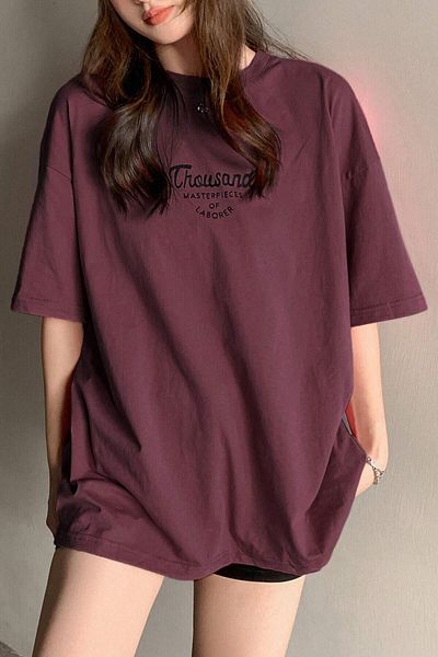 Trendseninle Tricou oversize cu imprimeu Thousand pentru damă, burgundy