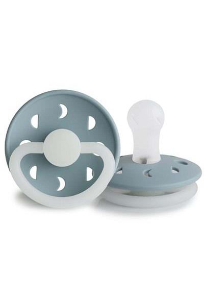 Frigg 0-6 Months Moon Phase Silicone Pacifier - Stone Blue Night Glowing in the Dark