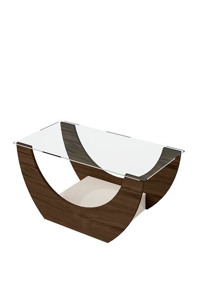 ARTLY Classic center table for living rooms and homes, dark brown color with glass, 82.5*36*42.5