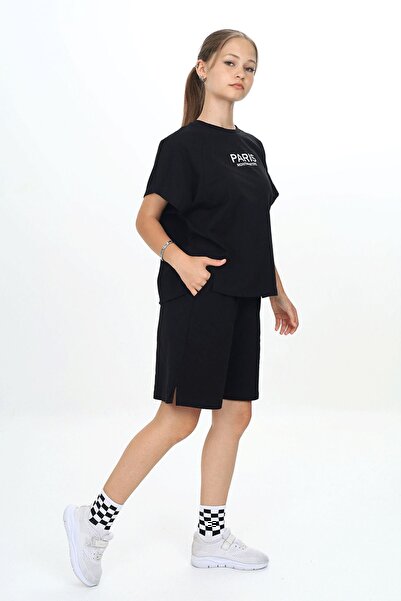 HayKids Kız Çocuk Bisiklet Yaka Kısa Kol Şortlu Takım