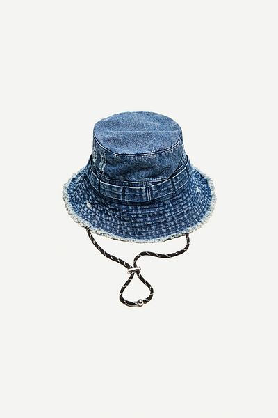 Bershka Faded-effect denim bucket hat
