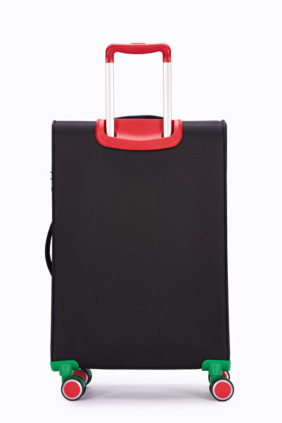 United Colors of Benetton Benetton 2'li Valiz Seti Büyük Ve Kabin Boy Lüx Kumaş Valiz Siyah Bnt2800