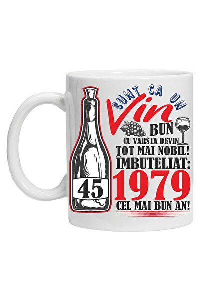 OEM Cana albă personalizată „A Good Wine 1979-45” 45 de ani, INOVATIX®. 330 ml