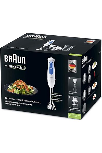 Braun MultiQuick 3 White, Hand Blender, Chopper, Mixer, Splash Control, MQ3025WH/SPAGHETTI