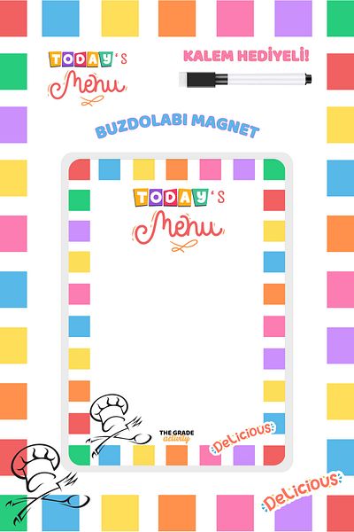 The Grade Yazsil Notepad Today's Menu Refrigerator Notepad Magnetic Refrigerator Notepad Magnet Notepad 21X15Cm