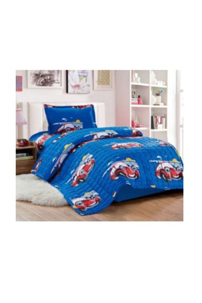 Moon 3-Piece Microfiber Blue Single Compressed Comforter Set