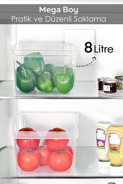 Meleni Home 2 Pieces In-Cabinet Refrigerator Organizer - Refrigerator Fruit Vegetable Storage Container Organizer Basket 8 Liters