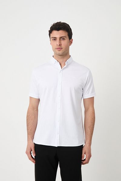 SILVANO Men's Basic Casual Summer Short Sleeve White Sports Shirt