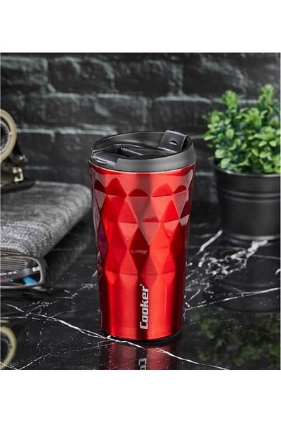 Elista Prizma 350 ml Red Steel Mug Thermos