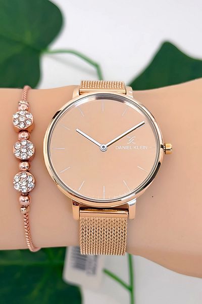 Daniel Klein Steel Cord Women Wrist Watch 3 Atm Water Resistant Rose Zmdk1189