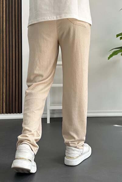 Edwox Ανδρικό καλοκαιρινό παντελόνι άνετο σε κρέμα Edw269