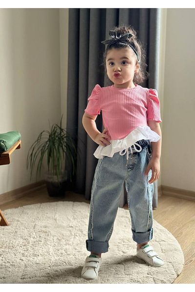 Yavrumsa Glory Striped Denim 2-Piece Girls Set