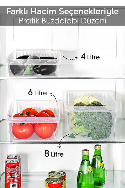 Meleni Home 9-Piece Refrigerator Organizer Set - In-Cabinet Organizer Basket Fruit Vegetable Storage Container 3X(4-6-8) Lt