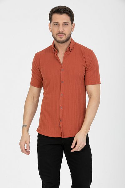 Klothy Men's Short Sleeve Slim Fit Knitted Shirt 2583