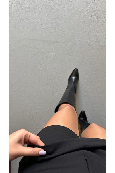 Sezgi Tekin Belted Pocket Detail Black Shorts Skirt