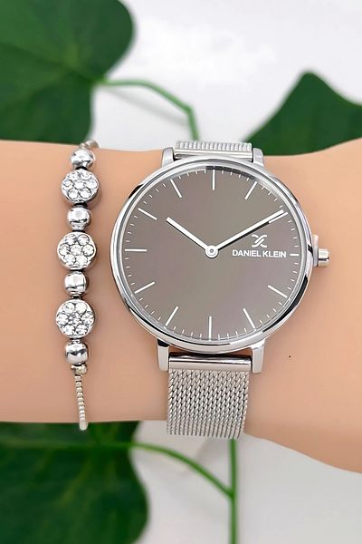 Daniel Klein Steel Cord Women Wrist Watch 3 Atm Water Resistant Silver Zmdk1189