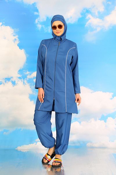 modaserdem Women's Full Hijab Shoes Indigo Swimsuit 31060