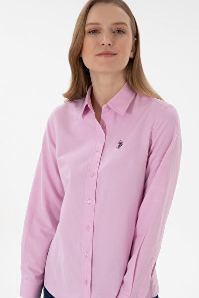 U.S. Polo Assn. Kadın Pembe Uzun Kollu Basic Gömlek 50307726-VR041